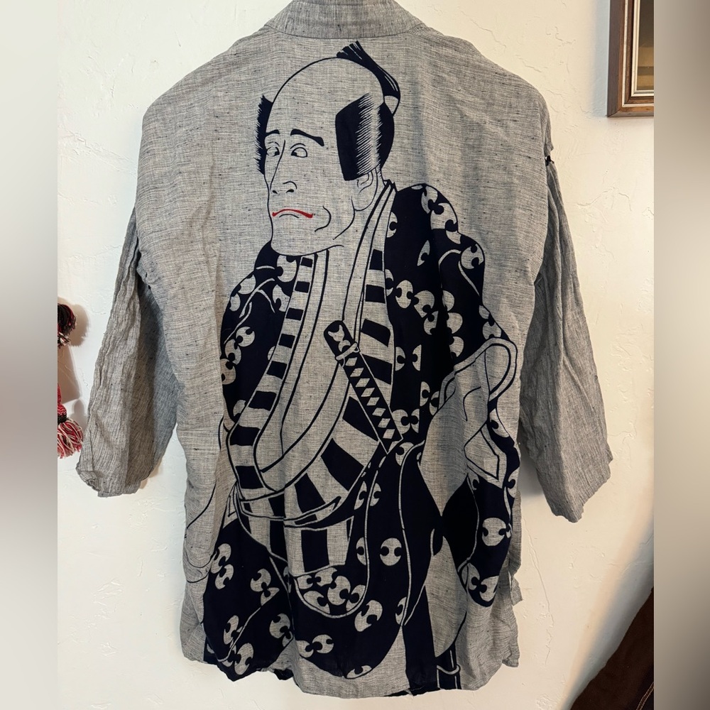 VINTAGE JAPANESE COTTON KIMONO JACKET SAMURAI OSFM EUC INDIGO